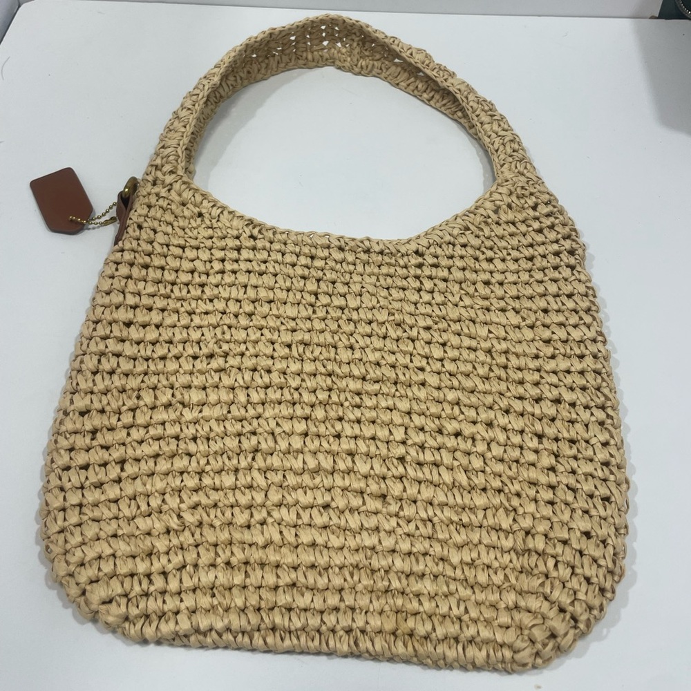 Coach Natural Straw Crochet Tote Bag - Picture 4 of 5